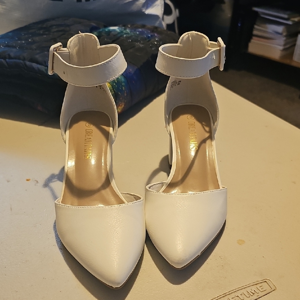 Dream Pairs White Ankle Strap Heels